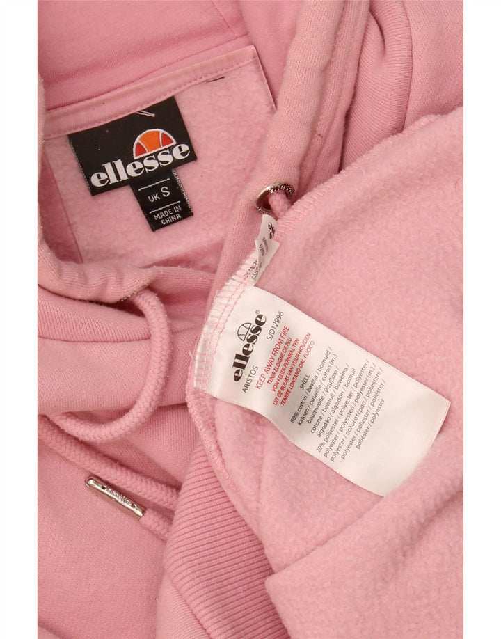 ELLESSE moletom com capuz feminino UK 10 pequeno algodão rosa