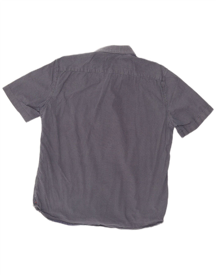 Camisa masculina de manga curta French Connection grande algodão manchado azul marinho
