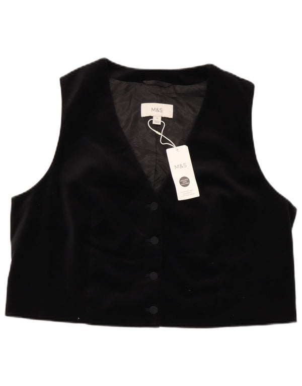 Colete feminino de veludo Marks & Spencer UK 18 XL algodão preto