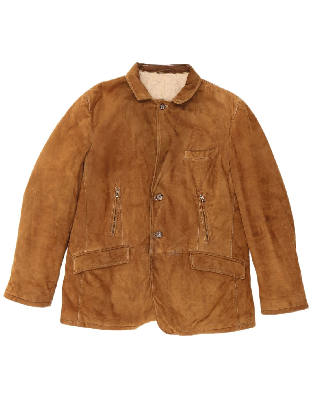 Jaqueta de camurça masculina vintage tamanho 60 3XL couro marrom