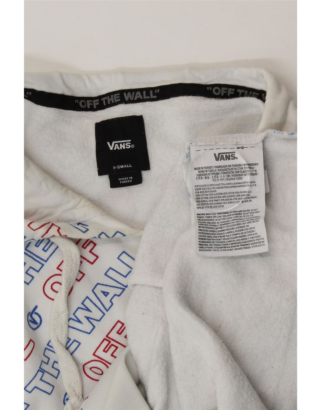 Vans Mens Graphic Hoodie Jumper XS Algodão Branco