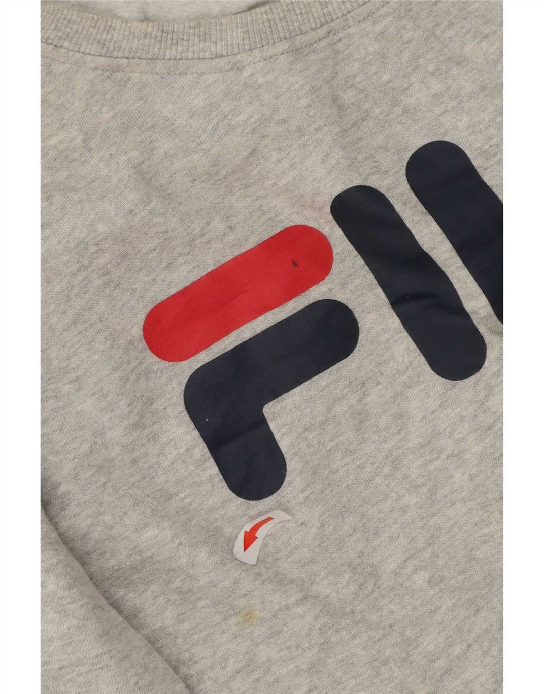 Fila moletom gráfico masculino jumper médio cinza algodão manchado