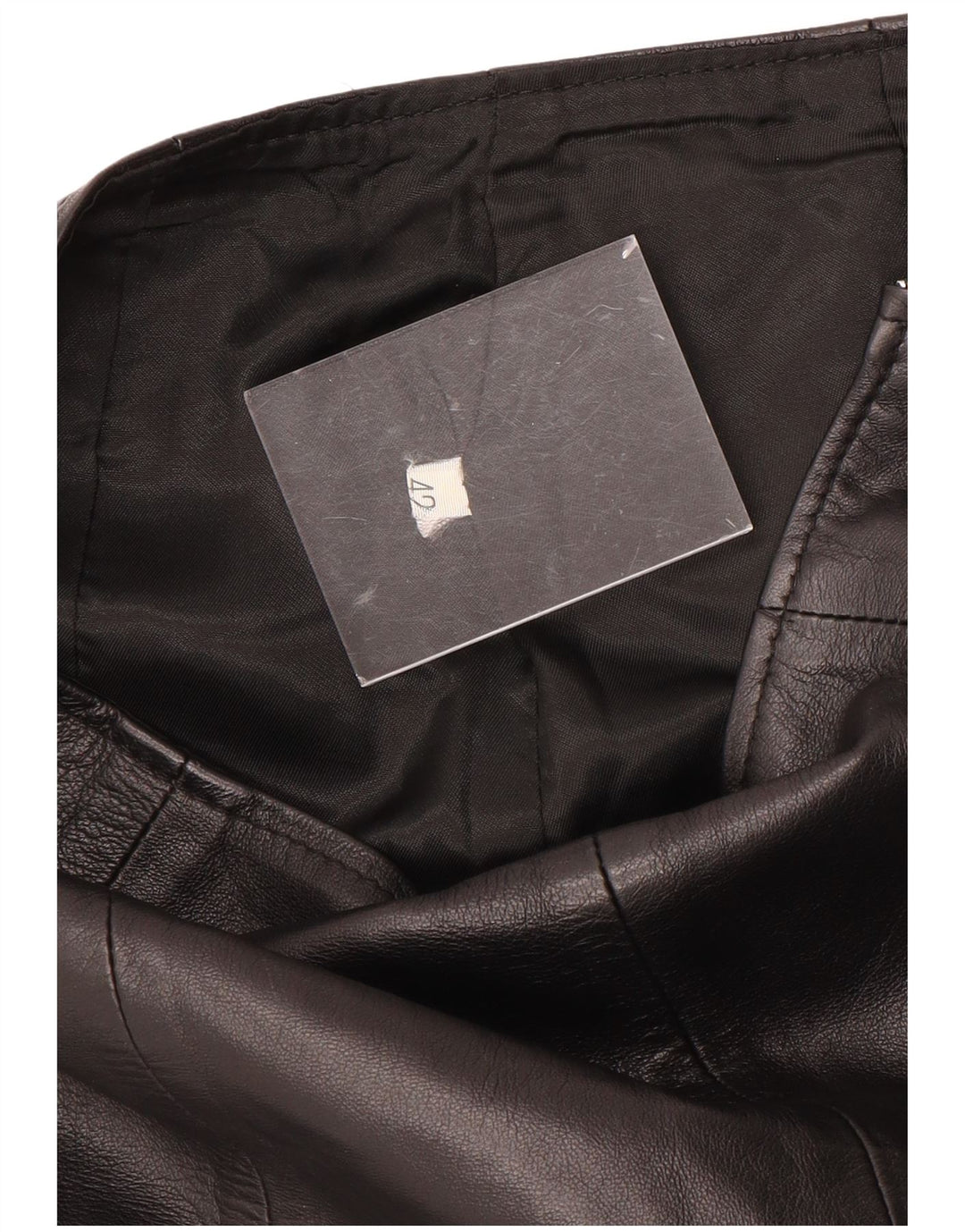 Saia feminina vintage de couro cintura alta IT 42 médio W24 preta