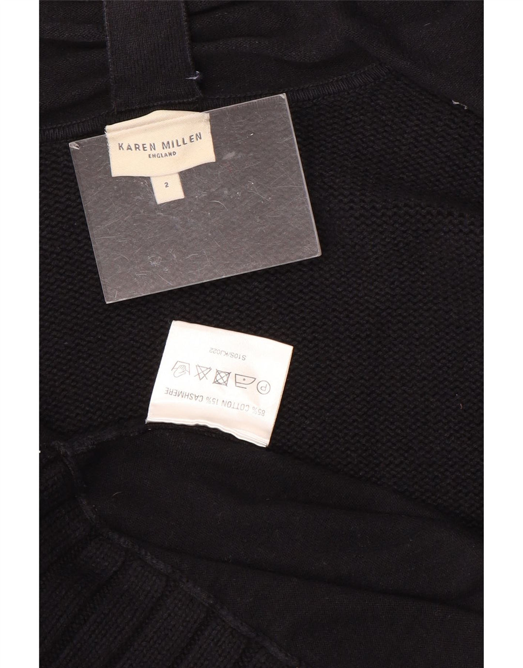 Suéter cardigã feminino aberto KAREN MILLEN UK 2 2XS algodão preto