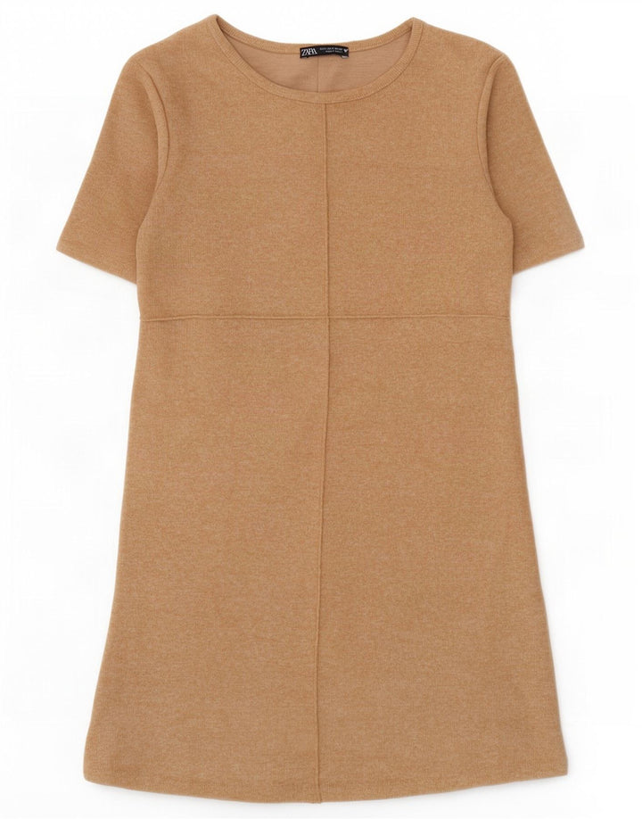 Vestido feminino Zara Shift UK 10 pequeno bege