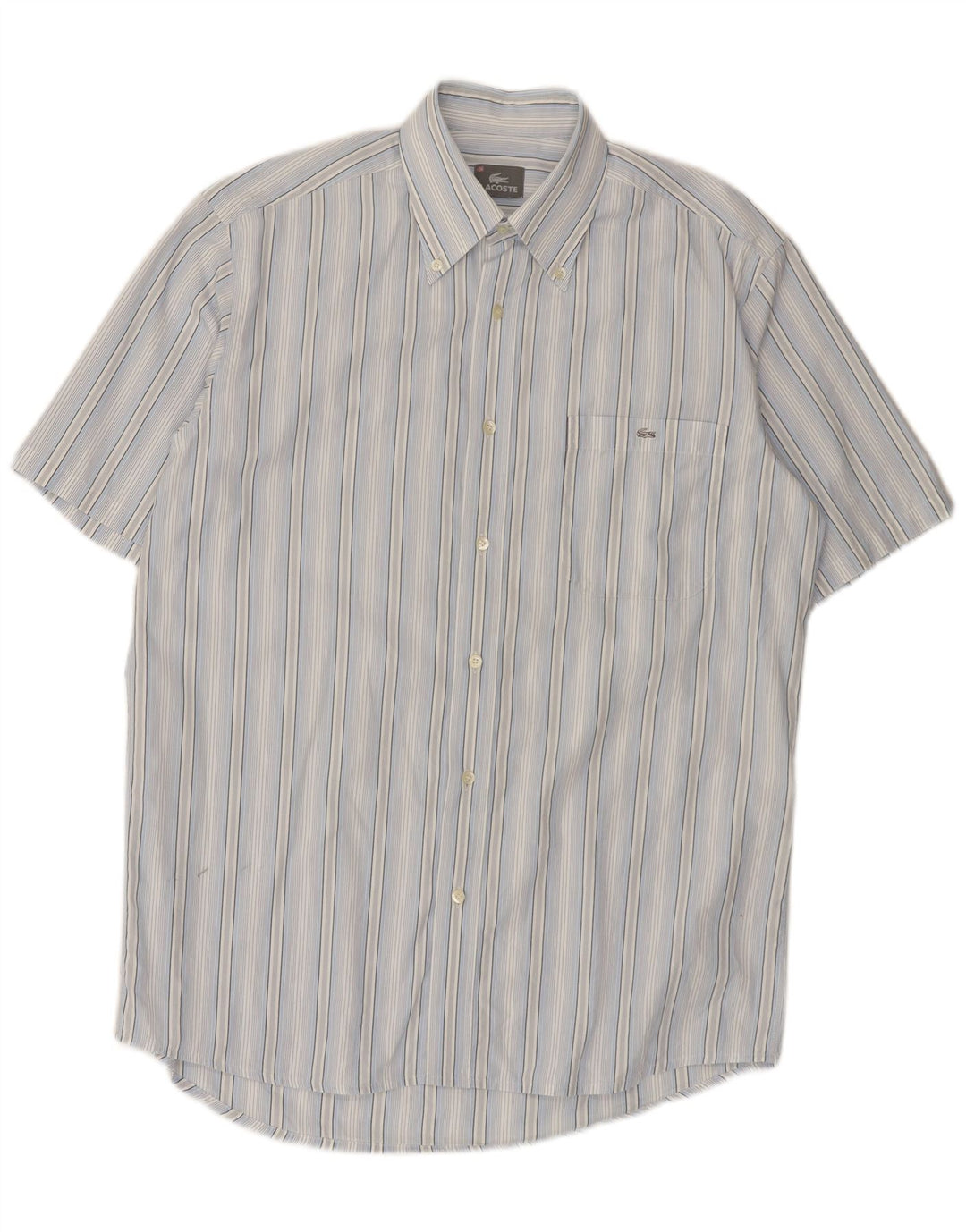 Lacoste Camisa masculina de manga curta tamanho 40 listrado azul médio