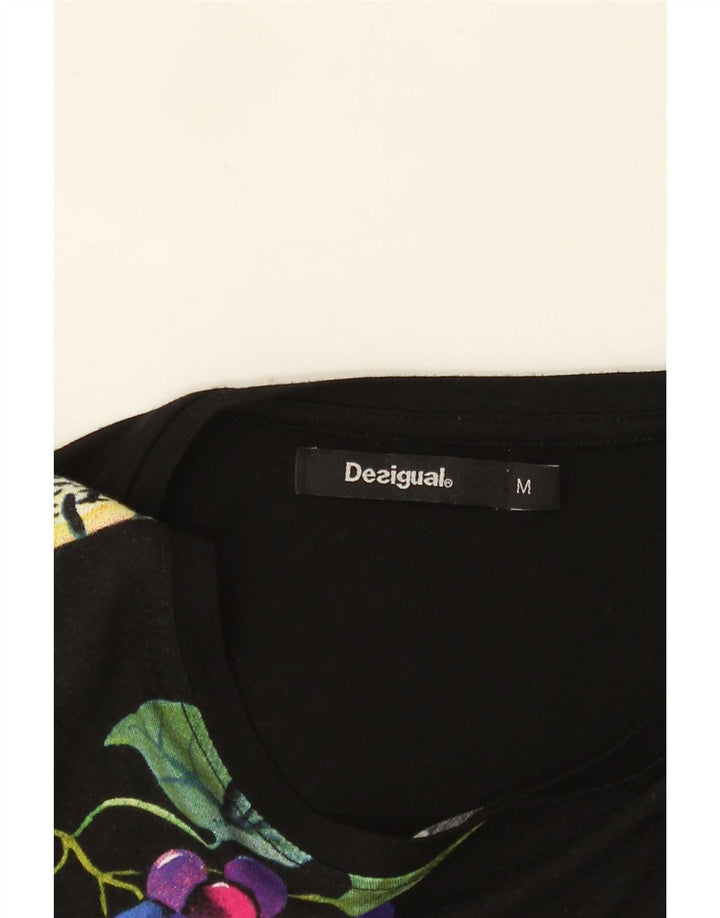 Túnica feminina Desigual Peacocks Graphic UK 12 Médio Preto Floral