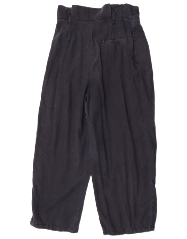 Calça feminina Zara com cintura alta e corte médio W28 L24 azul marinho