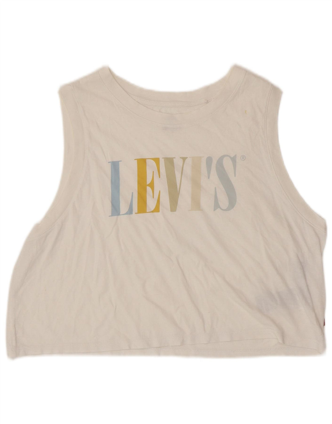Colete feminino LEVI'S Crop Graphic Vest UK 16 grande algodão branco