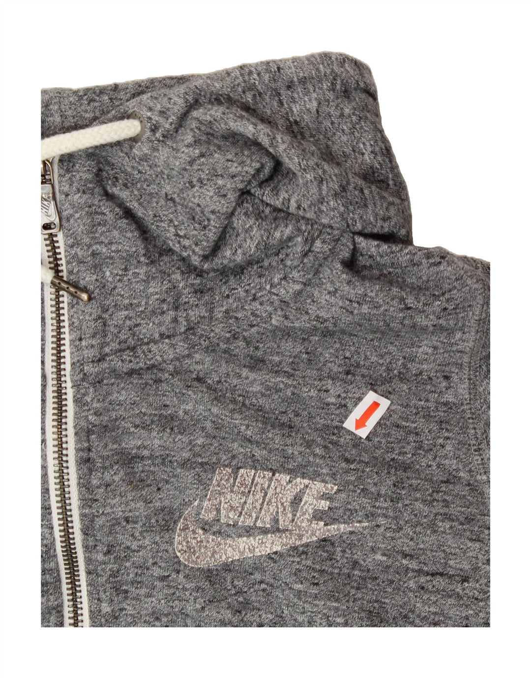 NIKE Womens Zip Hoodie Sweater UK 6 XS Grey Flecked Vintage Nike and Second-Hand Nike from Messina Hembry 