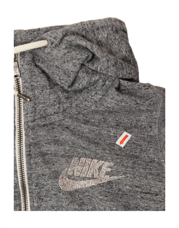 NIKE Womens Zip Hoodie Sweater UK 6 XS Grey Flecked Vintage Nike and Second-Hand Nike from Messina Hembry 