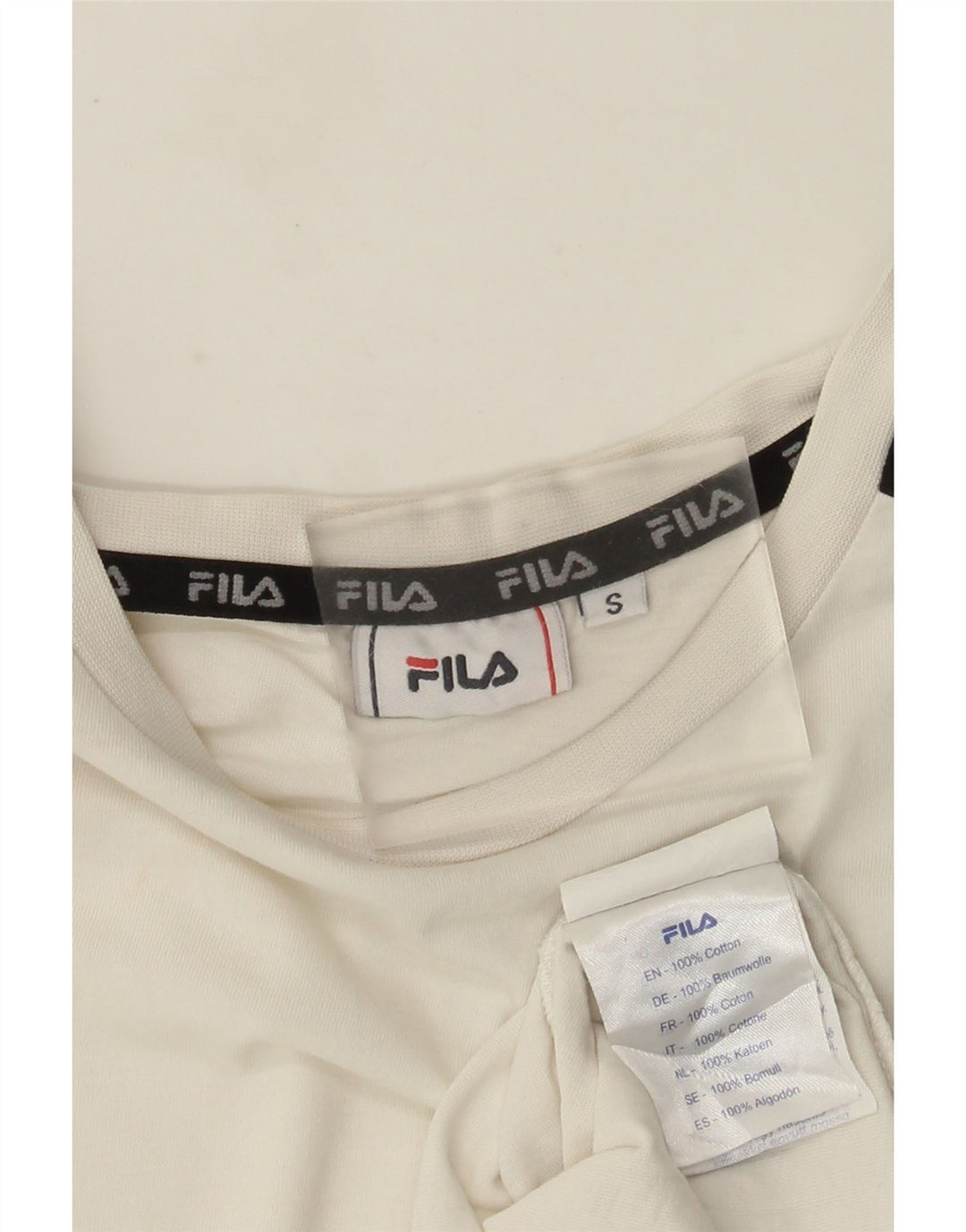 Fila Camiseta masculina gráfica top pequeno algodão colorblock branco