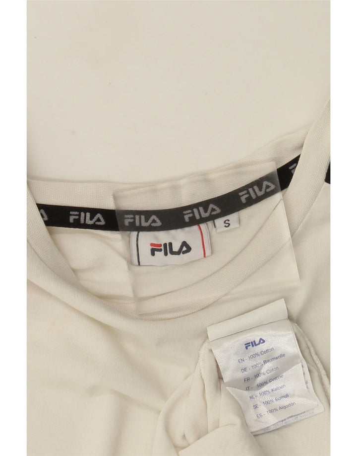Fila Camiseta masculina gráfica top pequeno algodão colorblock branco