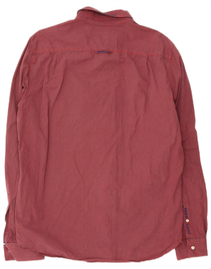 Camisa masculina Superdry XL algodão xadrez vermelho