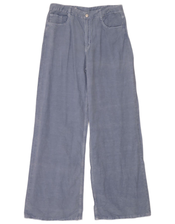 Zara Calça feminina casual de perna larga UE 38 pequena W28 L32 azul
