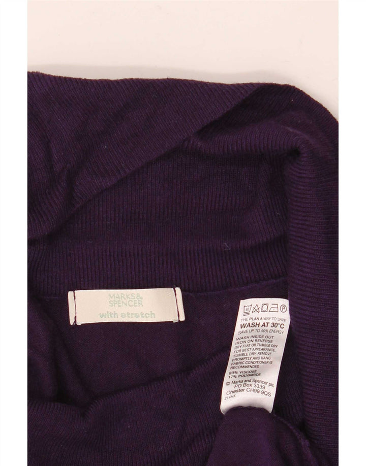 Suéter feminino Marks & Spencer com gola redonda e viscose roxa média Reino Unido 12