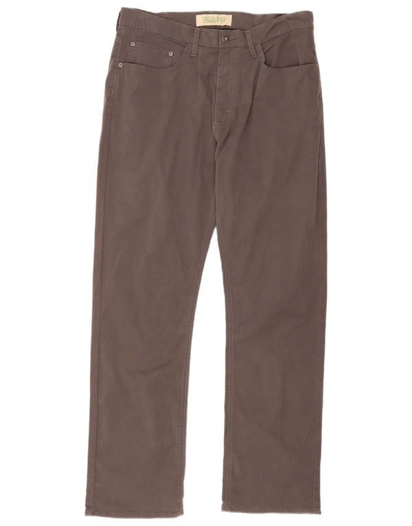 Wrangler Calça masculina reta casual W34 L32 algodão cinza