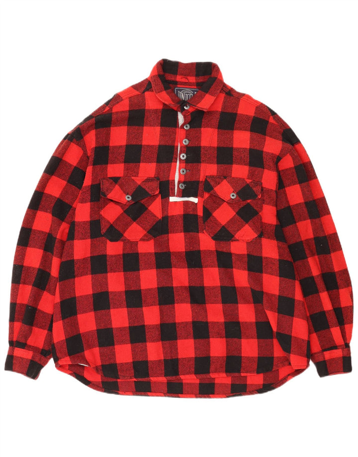 Junior.D Pulôver masculino de flanela XL vermelho xadrez acrílico