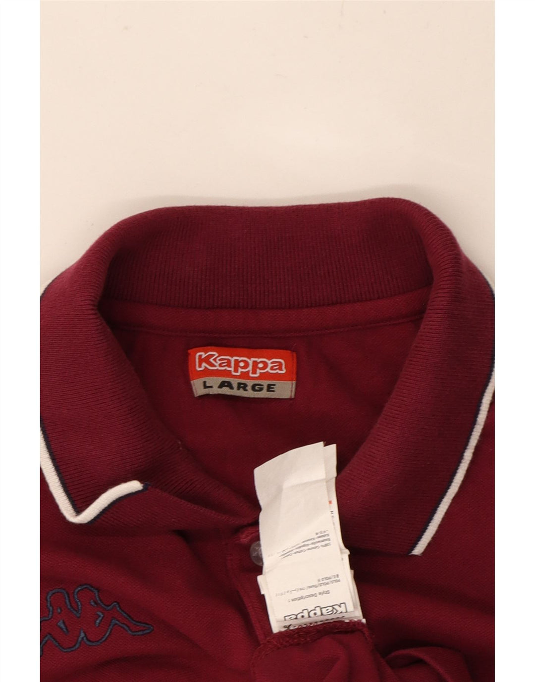 KAPPA Mens Long Sleeve Polo Shirt Large Burgundy Cotton Vintage Kappa and Second-Hand Kappa from Messina Hembry 