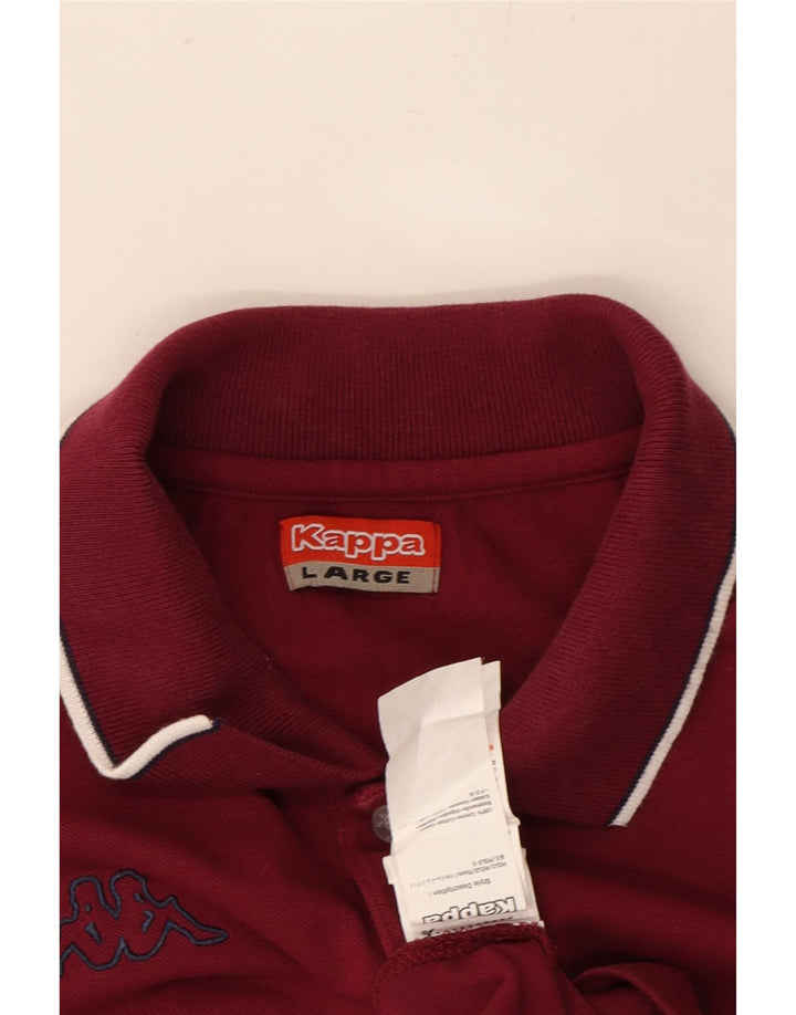 KAPPA Mens Long Sleeve Polo Shirt Large Burgundy Cotton Vintage Kappa and Second-Hand Kappa from Messina Hembry 