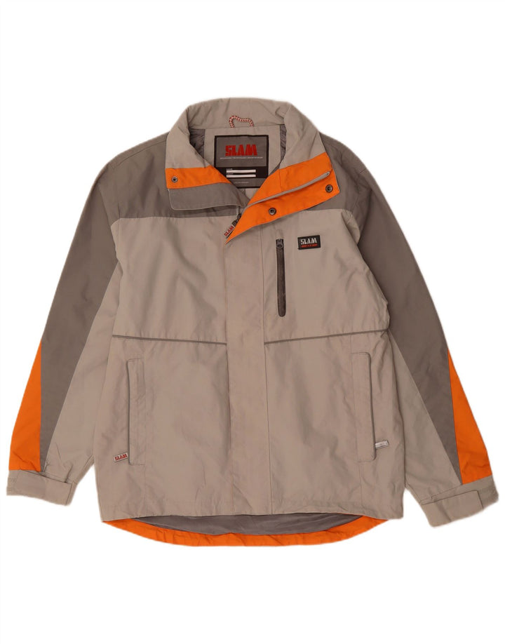 Jaqueta corta-vento masculina Slam UK 36 poliamida colorblock cinza pequena