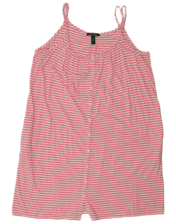 Ralph Lauren Vestido de verão feminino UK 18 XL algodão listrado rosa