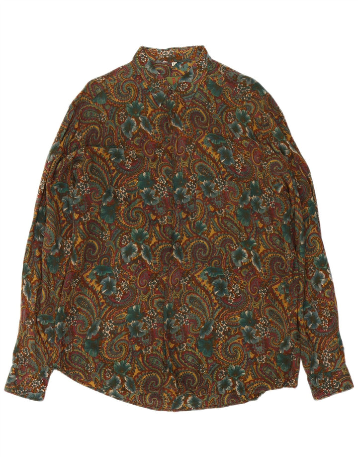 Camisa masculina vintage grande cáqui Paisley