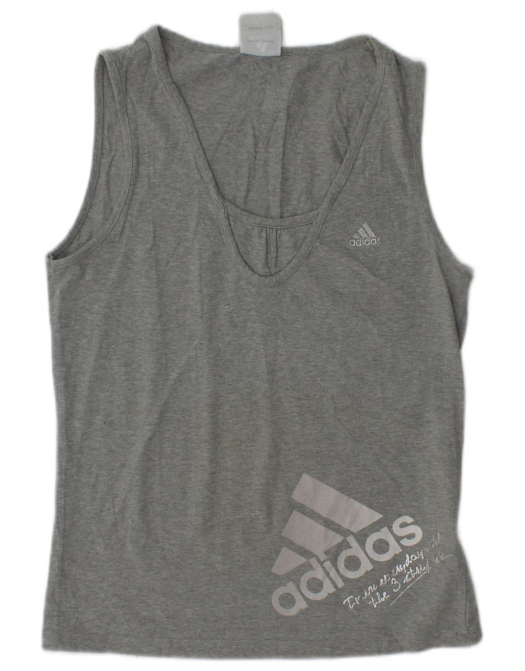 ADIDAS Womens Graphic Vest Top UK 12 Médio Cinza Algodão