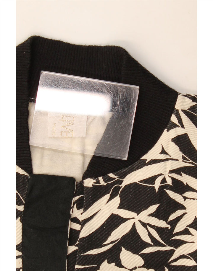 Suéter feminino vintage UK 16 grande preto floral