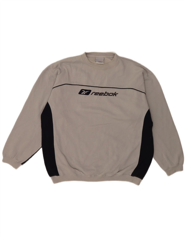Reebok Mens Graphic Moletom Jumper XL Cinza Colorblock Algodão