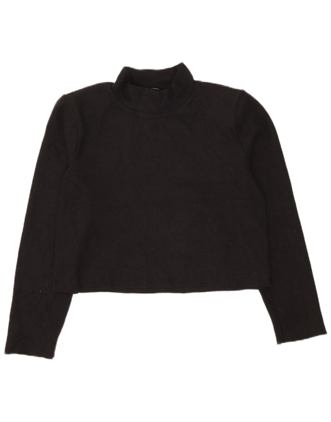 Zara Crop Top Feminino Manga Longa Reino Unido 14 Poliéster Preto Médio
