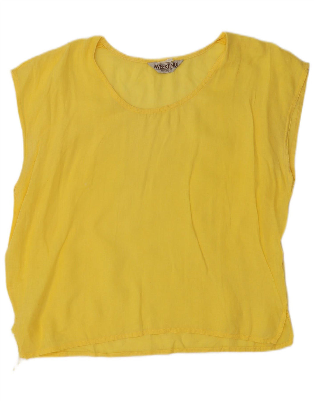 Blusa feminina sem mangas VINTAGE UK 18 XL linho amarelo