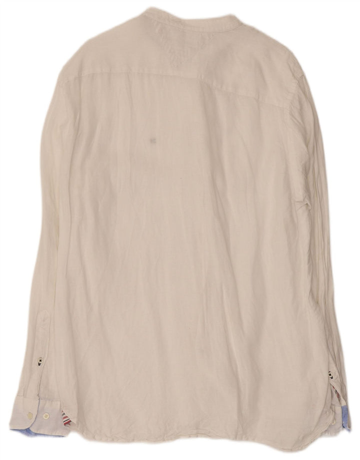 Camisa masculina TOMMY HILFIGER regular fit grande linho branco