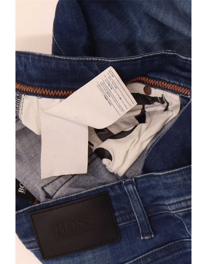 Hugo Boss feminino Delaware Slim Jeans W32 L34 azul algodão