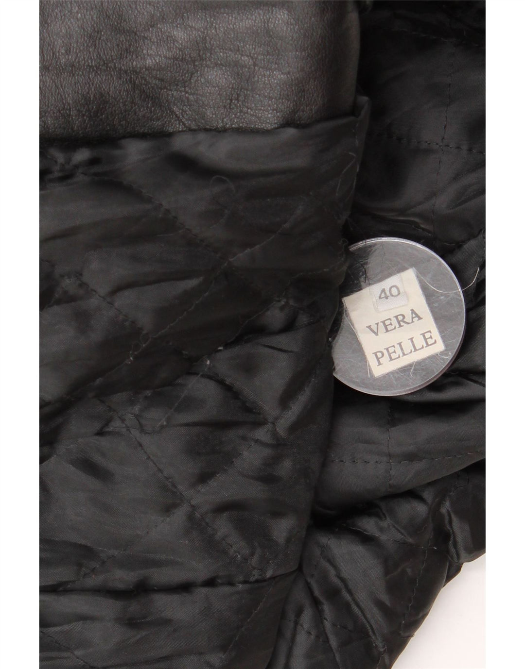 Casaco de couro feminino vintage IT 40 pequeno couro preto