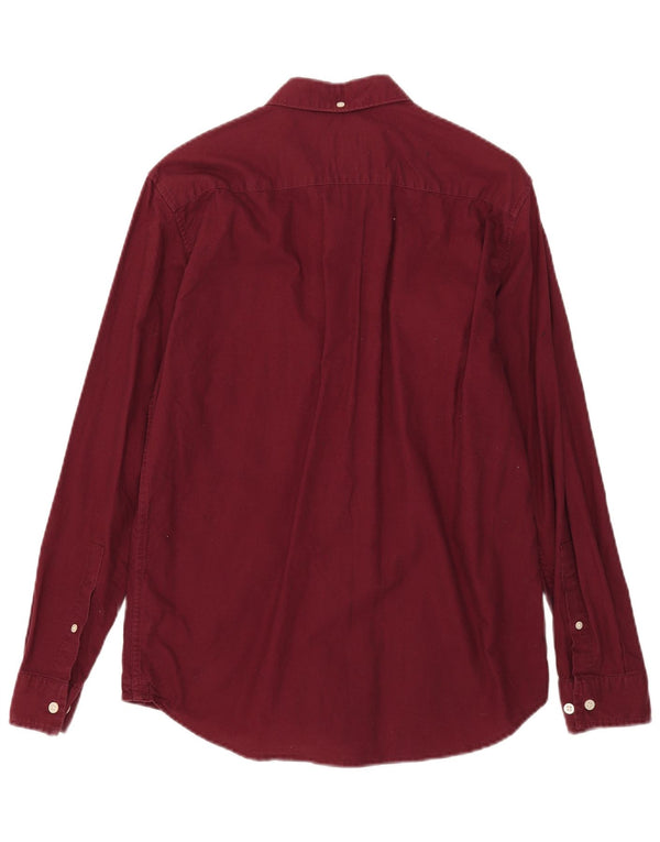 Jack Wills Camisa masculina slim fit pequena algodão borgonha