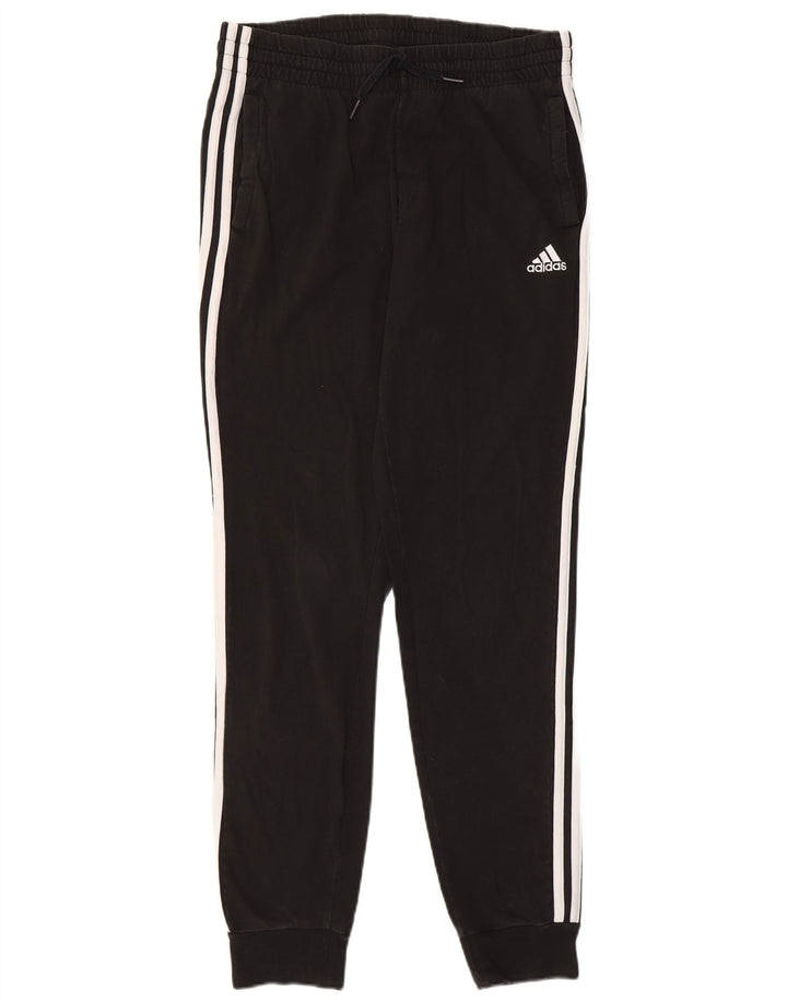 ADIDAS Womens Tracksuit Calças Joggers UK 12/14 Médio Algodão Preto