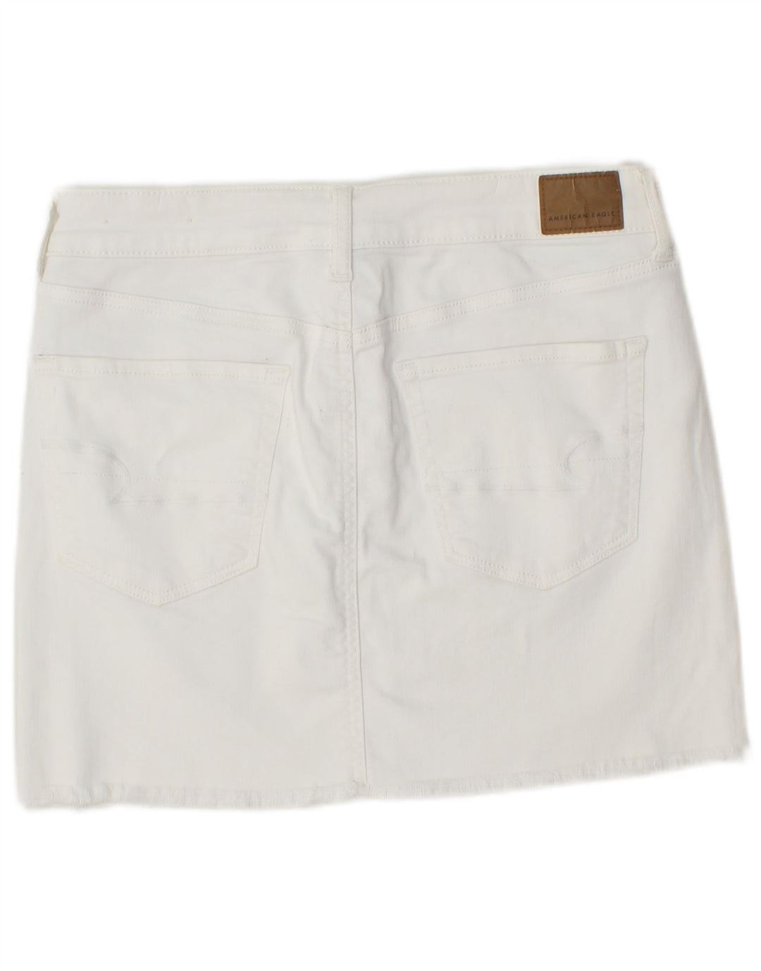 Mini saia jeans feminina AMERICAN EAGLE UK 14 médio W30 algodão branco