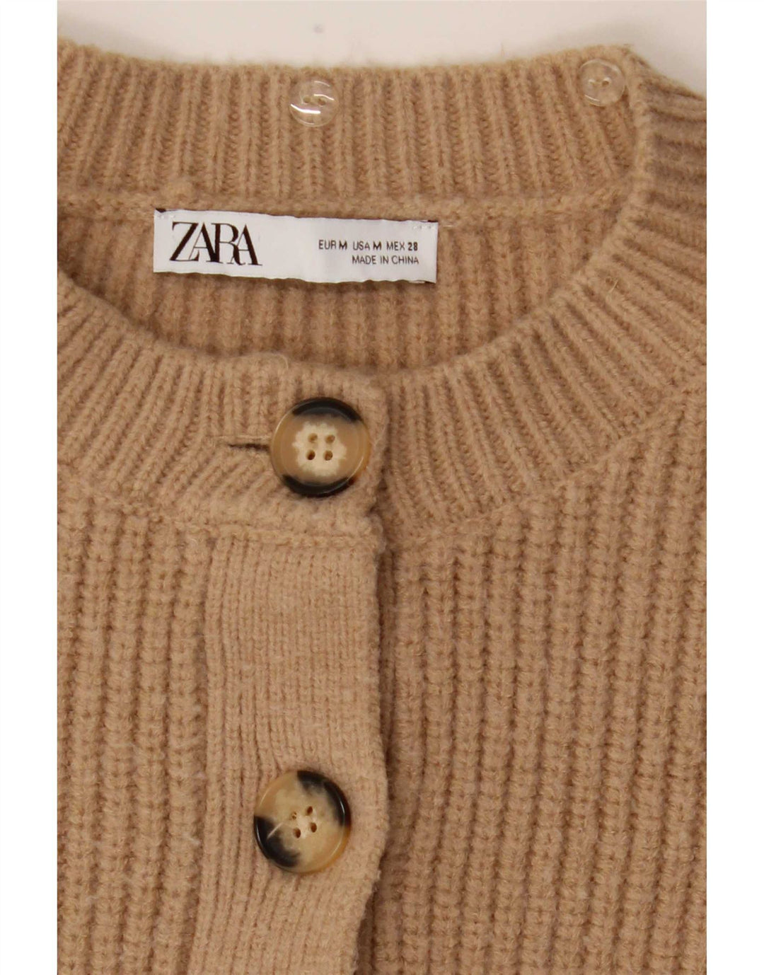 Suéter Zara Feminino Crop Cardigan Reino Unido 12 Médio Bege