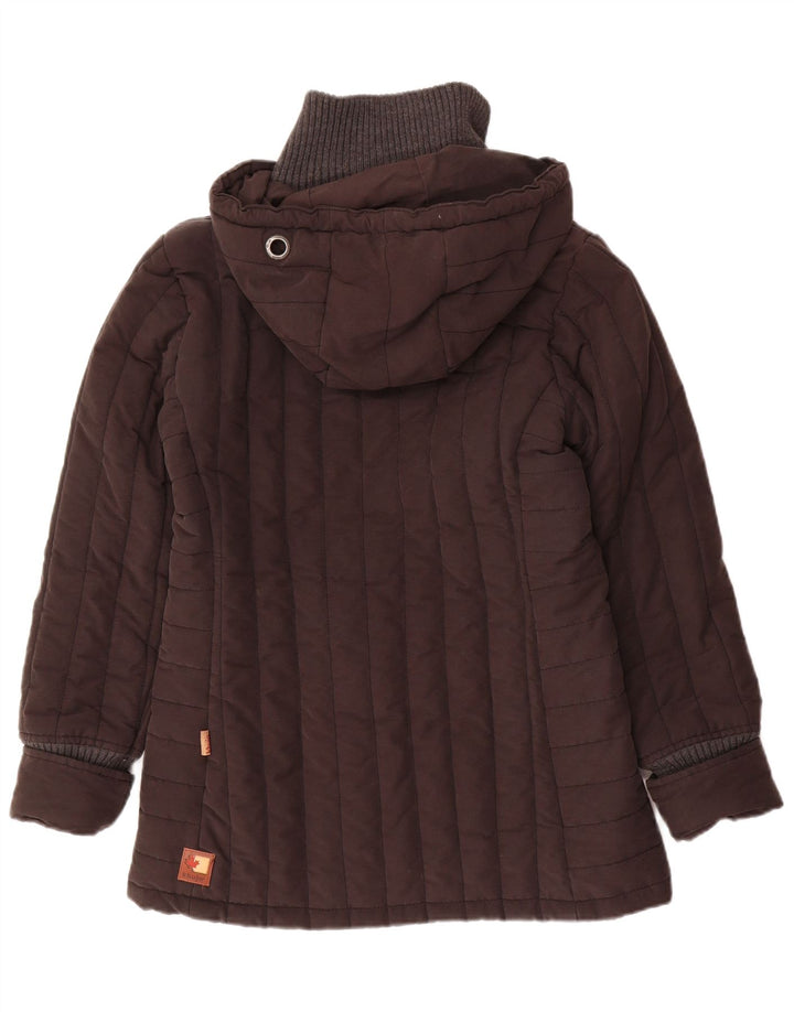 Jaqueta feminina acolchoada com capuz KHUJO UK 18 XL marrom colorblock algodão