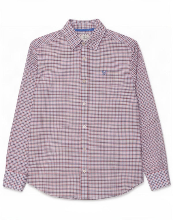 Crew Clothing Camisa masculina clássica de ajuste pequeno algodão xadrez multicolorido