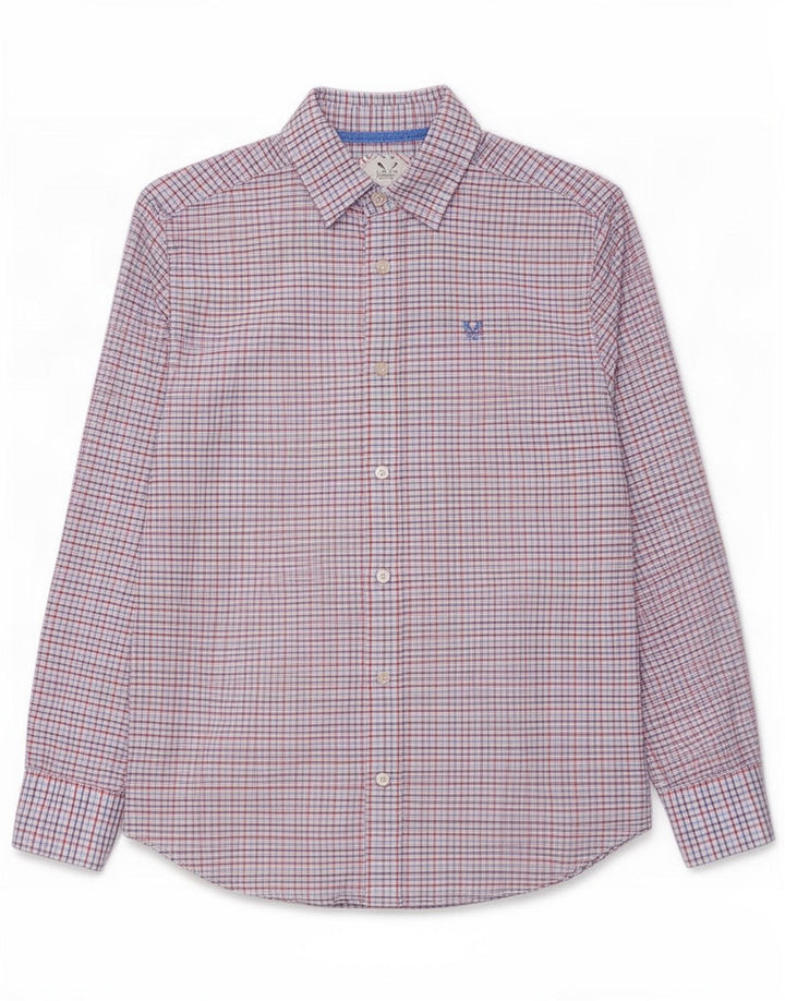 Crew Clothing Camisa masculina clássica de ajuste pequeno algodão xadrez multicolorido