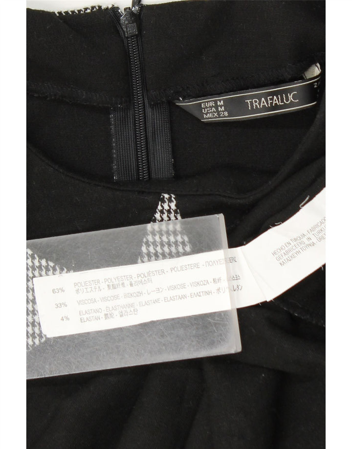 Blusa feminina Zara manga curta Reino Unido 12 cinza médio houndstooth