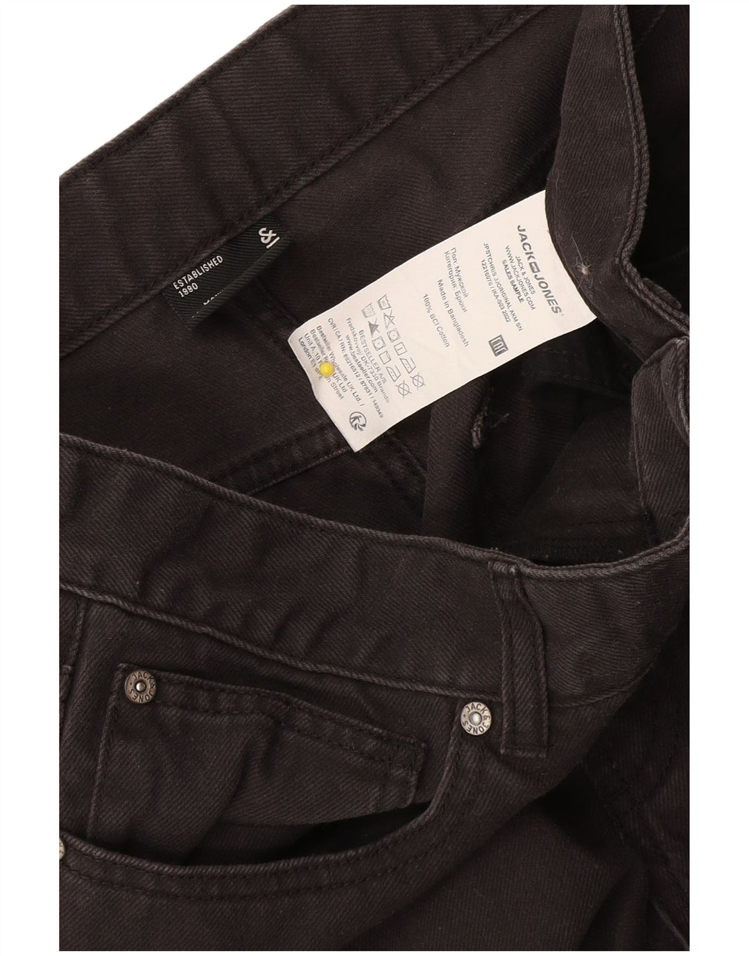 Jeans retos masculinos Jack & Jones W32 L32 algodão preto