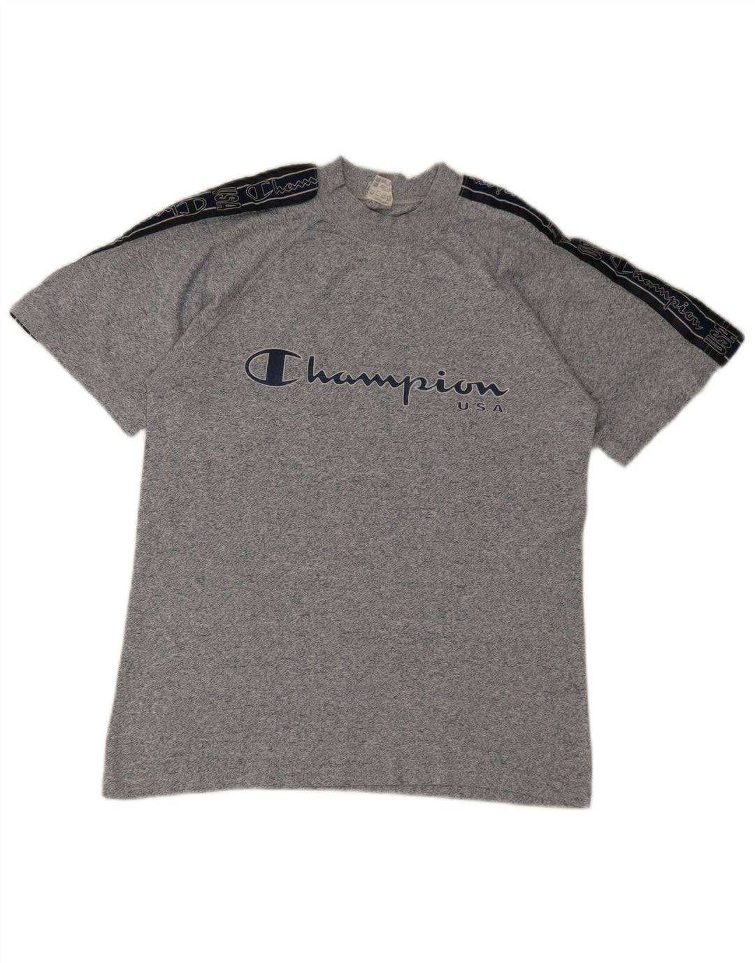 Camiseta masculina estampada Champion pequena azul manchada