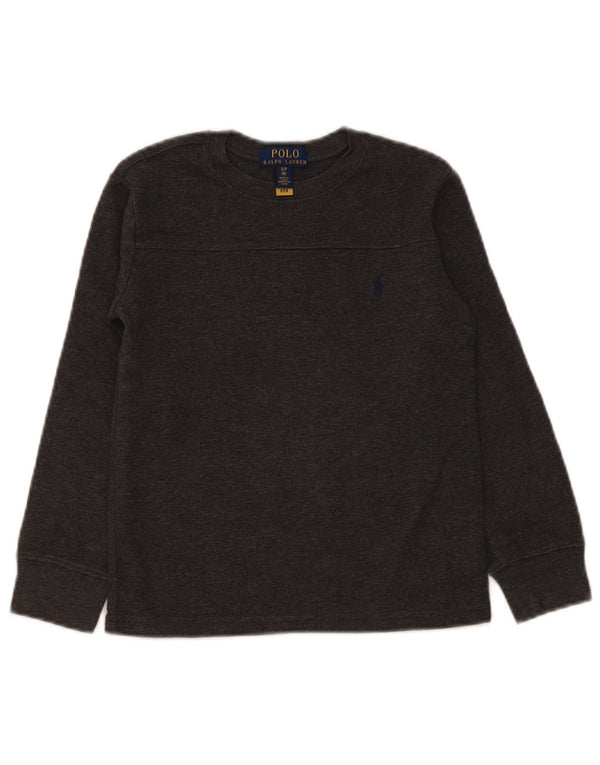 Polo Ralph Lauren Meninos Top Manga Comprida 7-8 Anos Pequeno Algodão Cinza