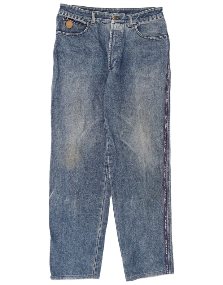 Trussardi Mens Straight Jeans IT 52 XL W38 L32 Azul Algodão