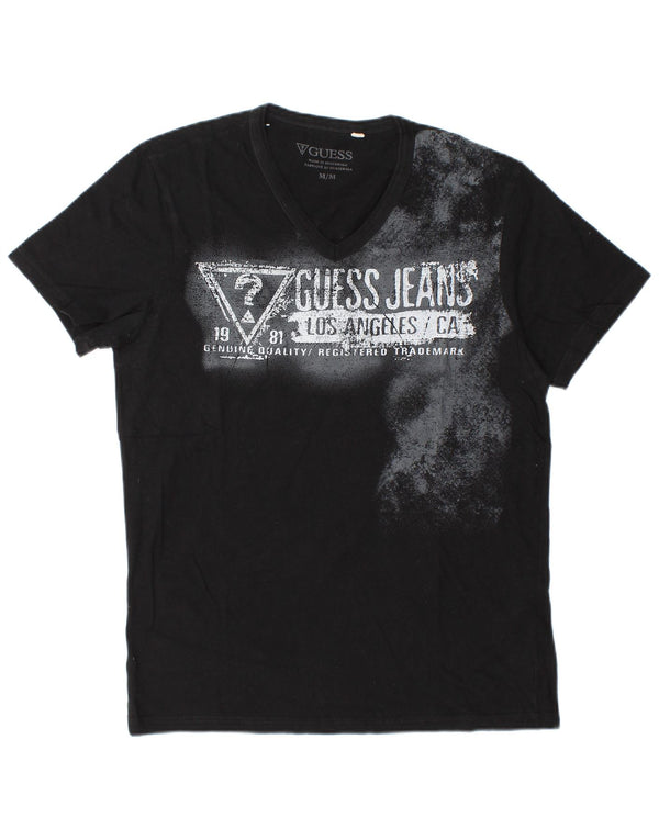 Guess Camiseta masculina gráfica Top médio algodão preto