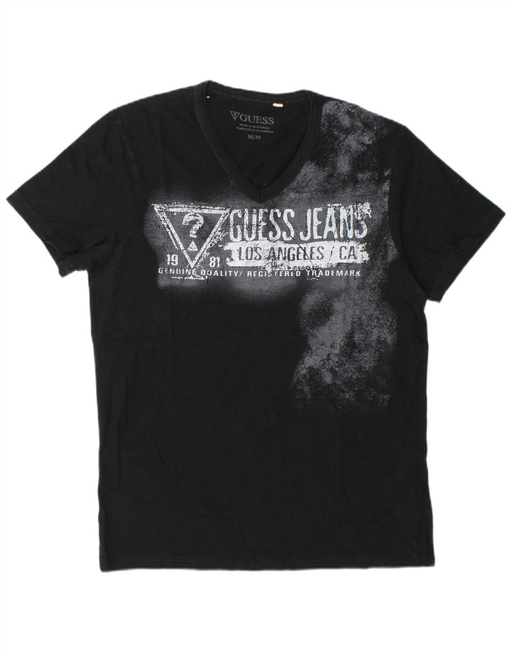 Guess Camiseta masculina gráfica Top médio algodão preto