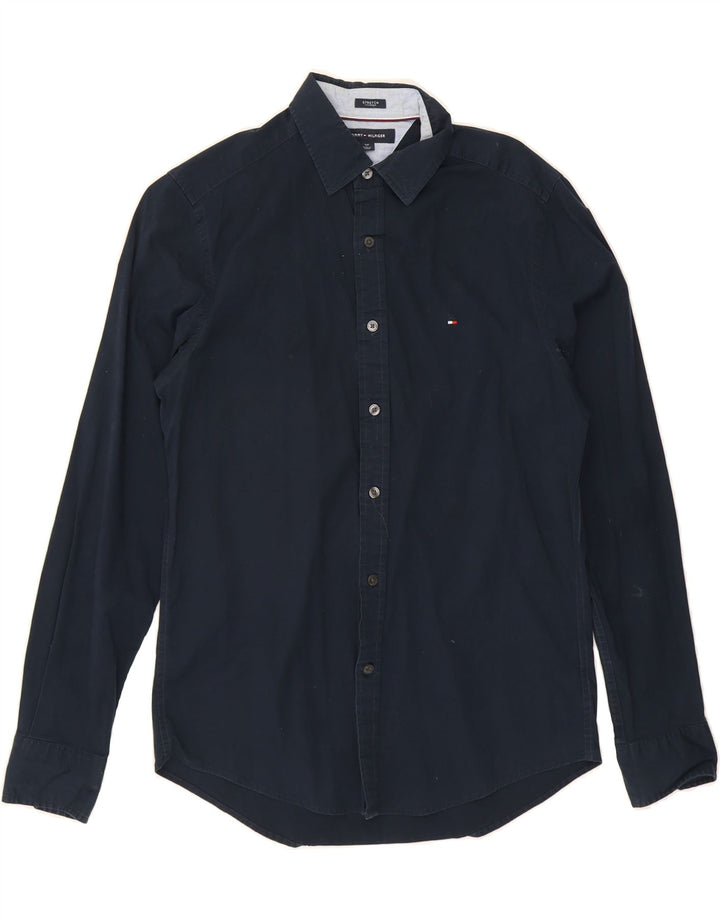 TOMMY HILFIGER Mens Shirt Small Navy Blue Cotton Vintage Tommy Hilfiger and Second-Hand Tommy Hilfiger from Messina Hembry 